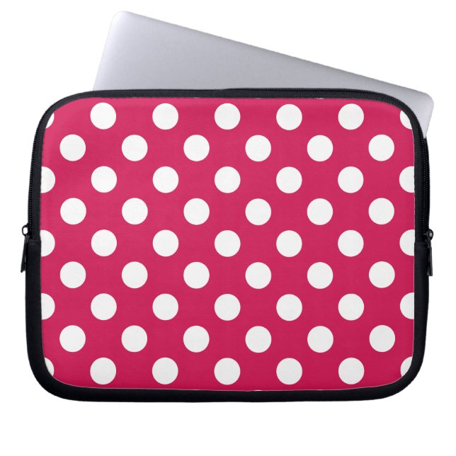 Witte polka stippen op kermis laptop sleeve (Voorkant)