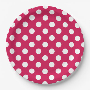 Witte polka stippen op kermis papieren bordje
