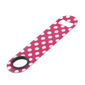 Witte polka stippen op kermis speed flessenopener (Voorkant Gekanteld)