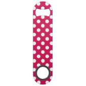 Witte polka stippen op kermis speed flessenopener (Achterkant)