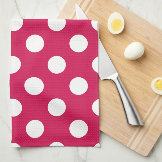 Witte polka stippen op kermis theedoek (Quarter Fold)