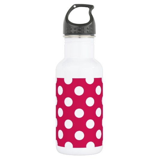 Witte polka stippen op kermis waterfles (Voorkant)