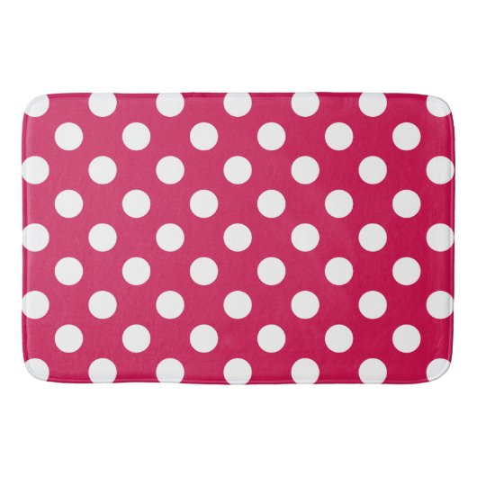 Witte polka stippen op kersrood badmat (Voorkant)