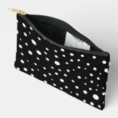 Witte polka stippen op kleine zwarte etui (Open)