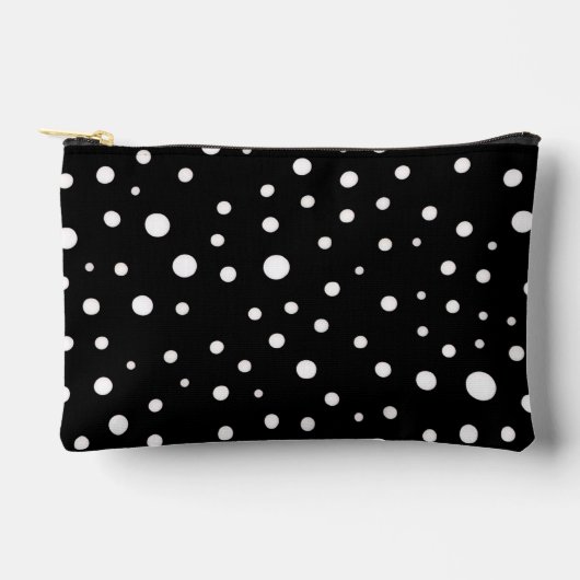 Witte polka stippen op kleine zwarte etui (Voorkant)