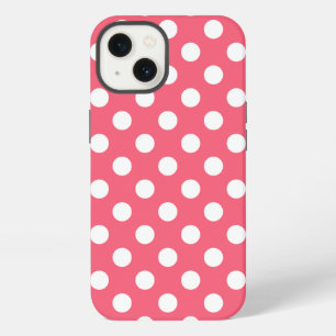 Witte polka stippen op koraal Case-Mate iPhone hoe 13 Hoesje