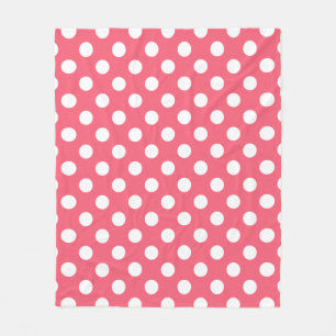 Witte polka stippen op koraal fleece deken