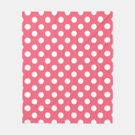 Witte polka stippen op koraal fleece deken (Voorkant)
