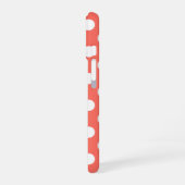 Witte polka stippen op levend koraal iPhone 16 hoesje (Linkerkant)