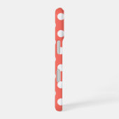Witte polka stippen op levend koraal iPhone 16 hoesje (Rechterkant)