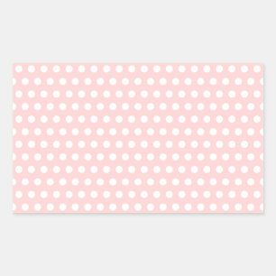 Witte polka stippen op lichtroze rechthoekige sticker