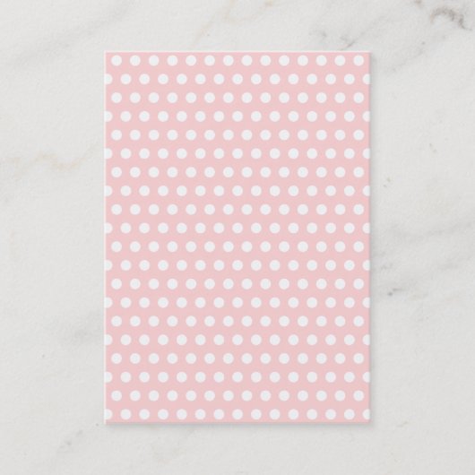 Witte polka stippen op lichtroze visitekaartje (Voorkant)