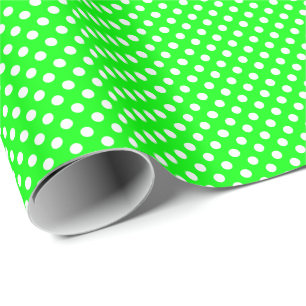 Witte polka stippen op limoengroen cadeaupapier