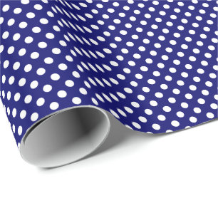 Witte polka stippen op marineblauw cadeaupapier