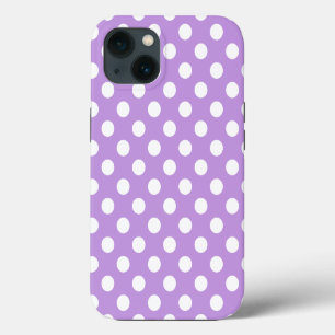 Witte polka stippen op paarse Case-Mate iPhone hoe 13 Hoesje