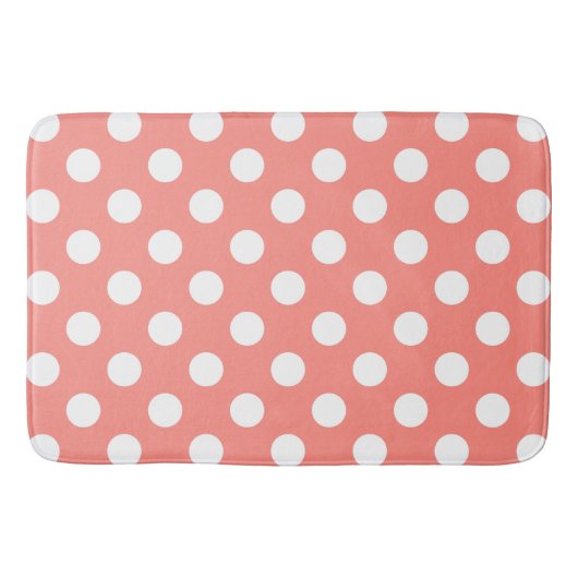 Witte polka stippen op perzik badmat (Voorkant)