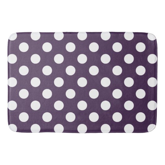 Witte polka stippen op pruim paars badmat (Voorkant)