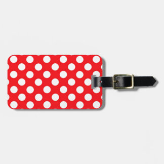 Witte polka stippen op rode achtergrond bagagelabel