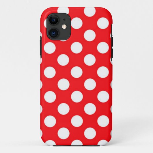 Witte polka stippen op rode achtergrond Case-Mate iPhone case (Achterkant)