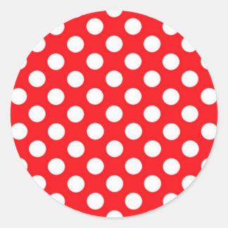Witte polka stippen op rode achtergrond ronde sticker