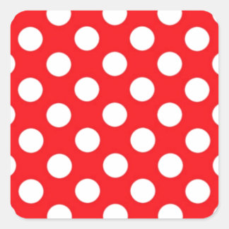 Witte polka stippen op rode achtergrond vierkante sticker