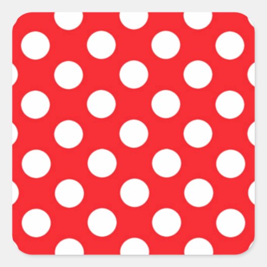 Witte polka stippen op rode achtergrond vierkante sticker (Voorkant)