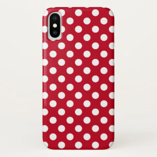 Witte polka stippen op rood iPhone x hoesje