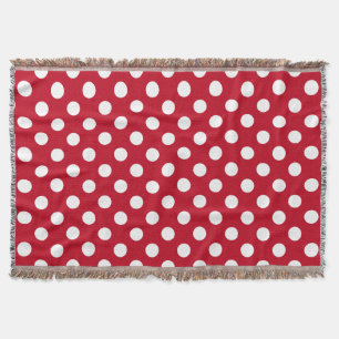 Witte polka stippen op rood deken
