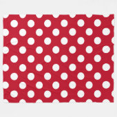 Witte polka stippen op rood fleece deken (Voorkant (Horizontaal))