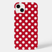 Witte polka stippen op rood iPhone hoesje (Achterkant)