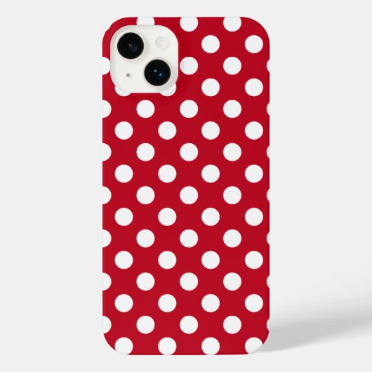 Witte polka stippen op rood iPhone hoesje (Achterkant)