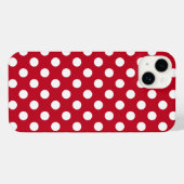 Witte polka stippen op rood iPhone hoesje (Achterkant horizontaal)