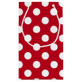 Witte polka stippen op rood klein cadeauzakje (Achterkant)