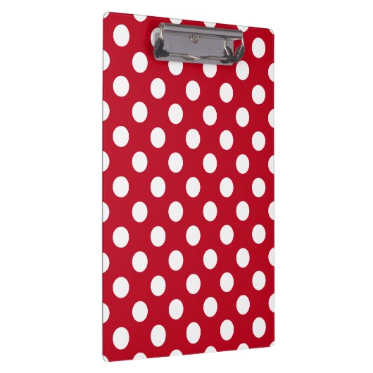 Witte polka stippen op rood klembord (Rechts)