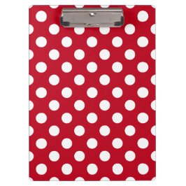 Witte polka stippen op rood klembord
