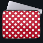 Witte polka stippen op rood laptop sleeve<br><div class="desc">Witte polka stippen op rood</div>