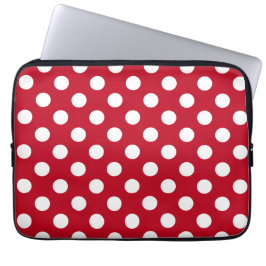 Witte polka stippen op rood laptop sleeve