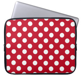 Witte polka stippen op rood laptop sleeve