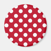 Witte polka stippen op rood magneet (Voorkant)