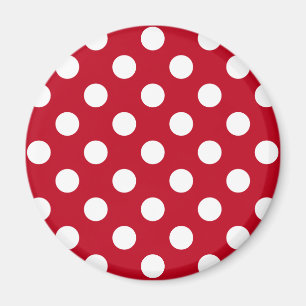 Witte polka stippen op rood magneet