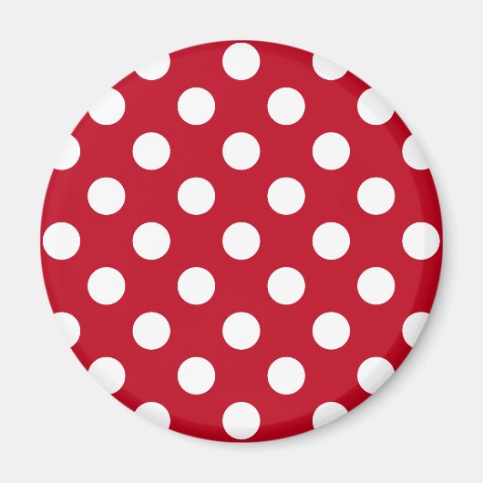 Witte polka stippen op rood magneet (Voorkant)