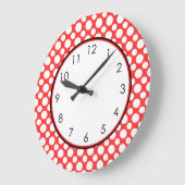 Witte polka-Stippen op rood met cijfers klok (Hoek)