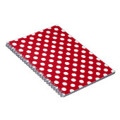 Witte polka stippen op rood notitieboek (Rechterzijde)