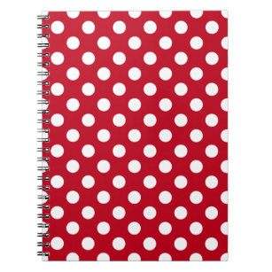 Witte polka stippen op rood notitieboek