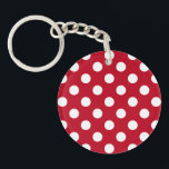 Witte polka stippen op rood sleutelhanger<br><div class="desc">Witte polka stippen op rood</div>