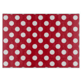 Witte polka stippen op rood snijplank (Voorkant)