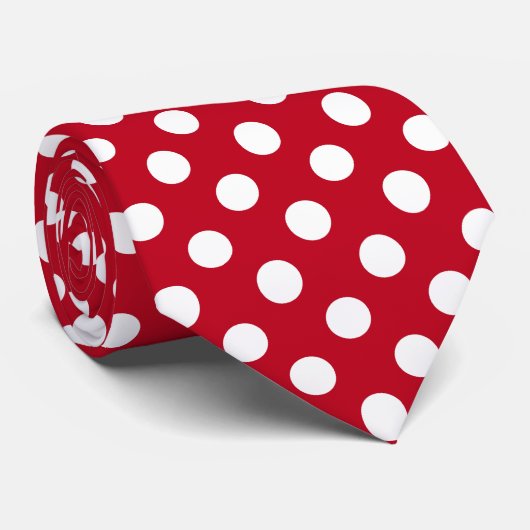 Witte polka stippen op rood stropdas (Opgerold)