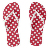 Witte polka stippen op rood teenslippers (Voetbed)