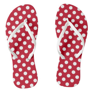 Witte polka stippen op rood teenslippers