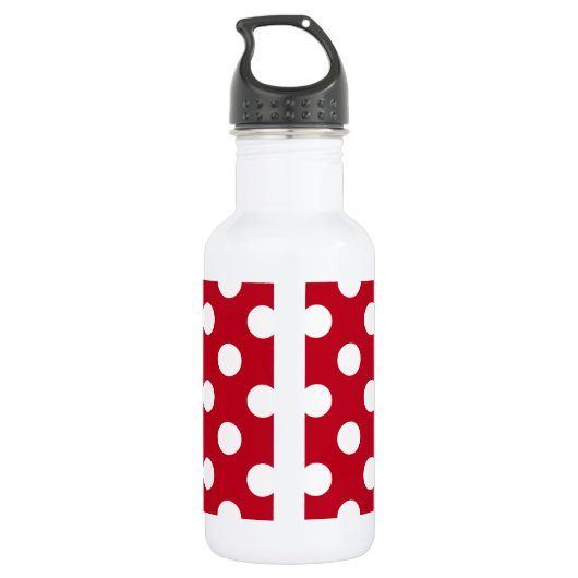 Witte polka stippen op rood waterfles  (Achterkant)